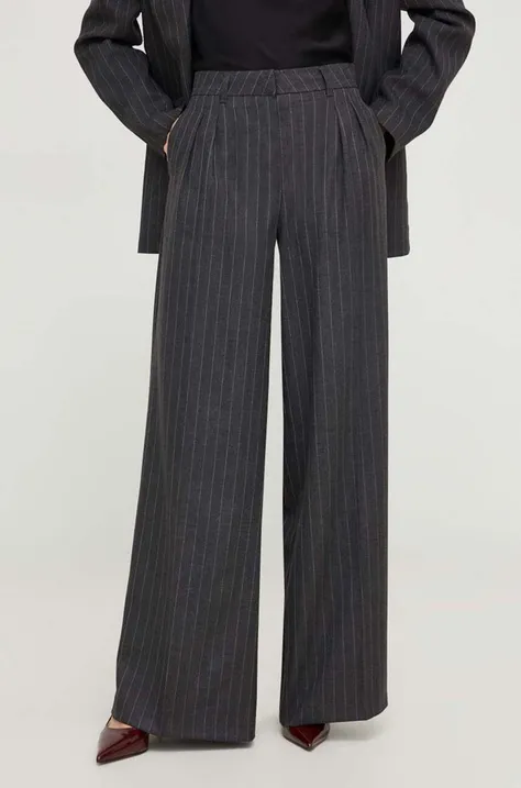 Answear Lab spodnie z wełną kolor szary szerokie high waist