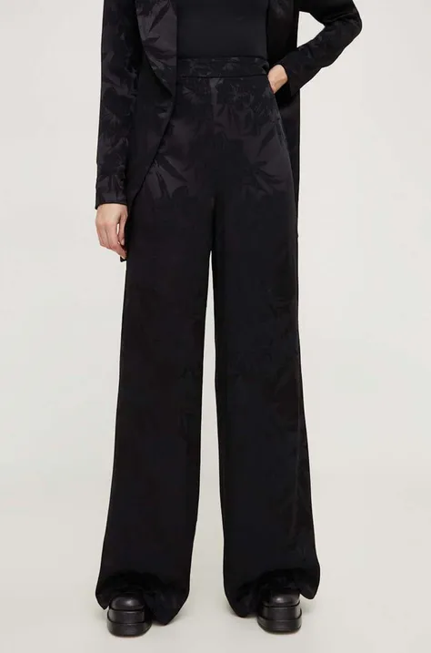 Панталон Answear Lab в черно с широка каройка, с висока талия