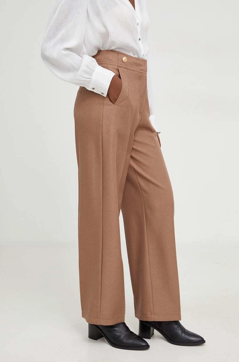 Answear Lab pantaloni femei, culoarea maro, lat, high waist