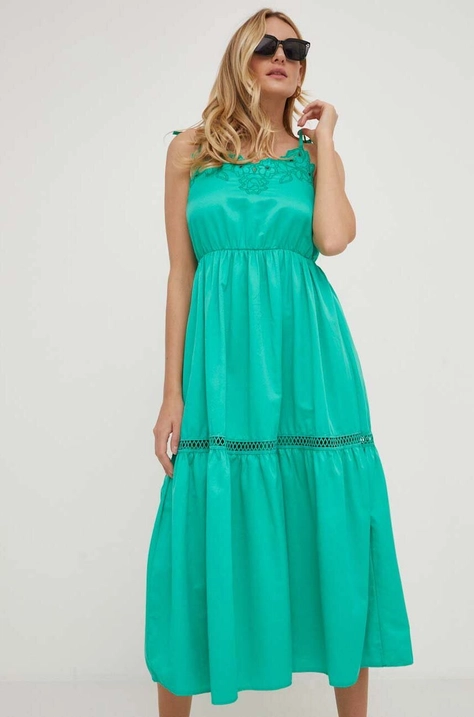 Answear Lab rochie culoarea verde, maxi, evazati