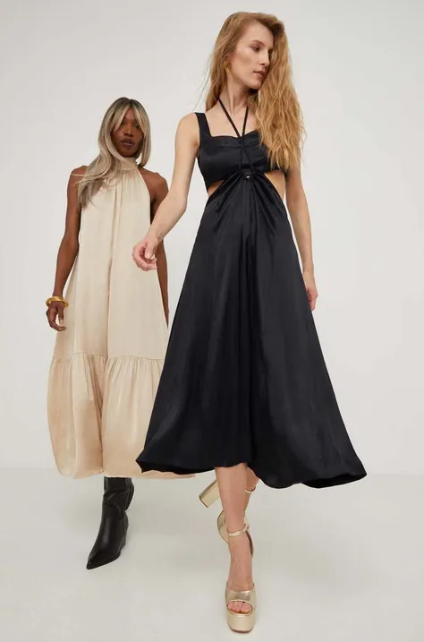 Answear Lab sukienka X kolekcja limitowana BE SHERO kolor czarny maxi rozkloszowana