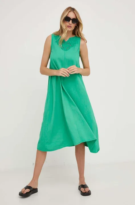 Bavlnené šaty Answear Lab zelená farba, mini, áčkový strih