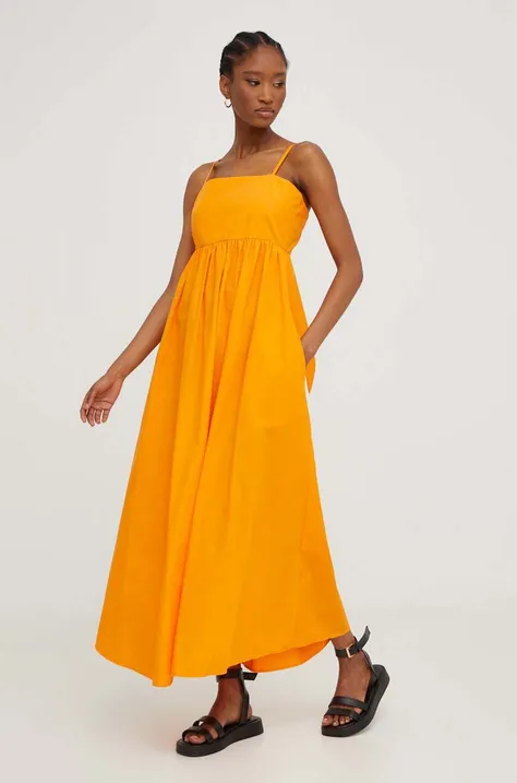 Answear Lab sukienka bawełniana kolor pomarańczowy maxi rozkloszowana