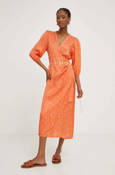 Платье Answear Lab цвет оранжевый midi прямое
