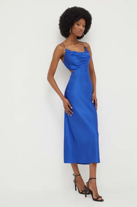 Answear Lab sukienka kolor niebieski maxi dopasowana
