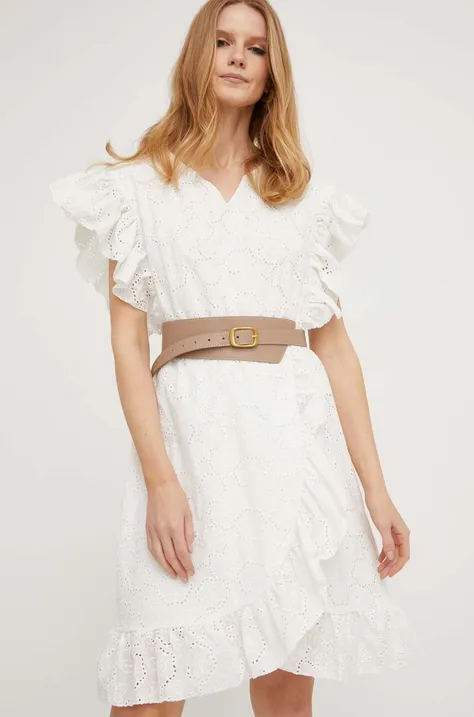 Šaty Answear Lab biela farba, mini, áčkový strih