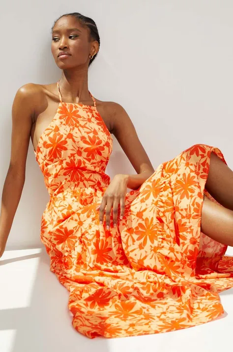Платье Answear Lab цвет оранжевый maxi расклешённая
