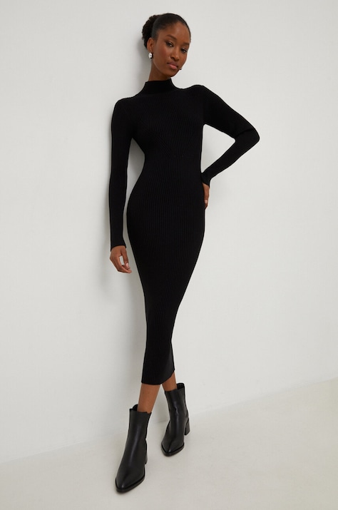 Answear Lab rochie culoarea negru, midi, mulată