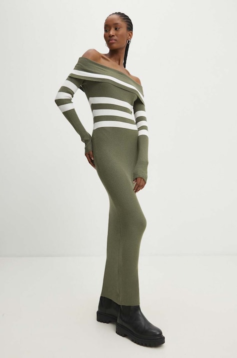 Answear Lab rochie din lână culoarea verde, maxi, mulată