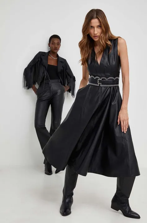 Answear Lab sukienka X kolekcja limitowana NO SHAME kolor czarny midi rozkloszowana