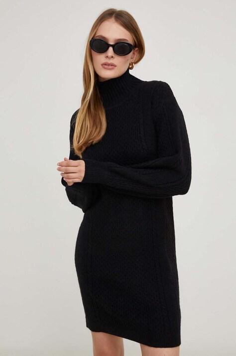 Answear Lab rochie de cașmir culoarea negru, mini, dreaptă