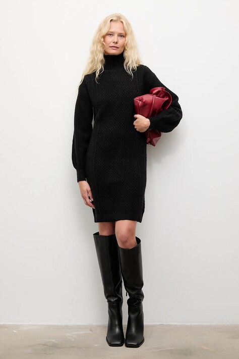 Answear Lab rochie de cașmir culoarea negru, mini, dreaptă