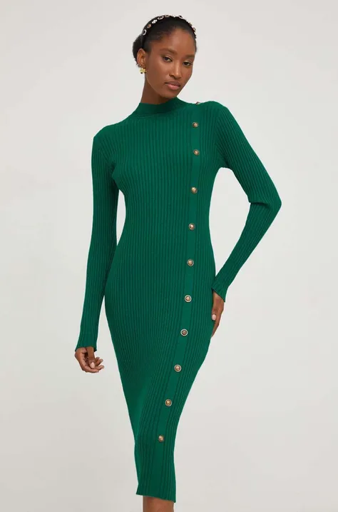 Платье Answear Lab цвет зелёный midi облегающая