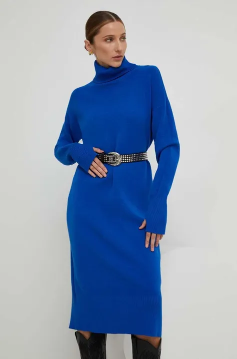 Answear Lab sukienka kolor niebieski midi oversize