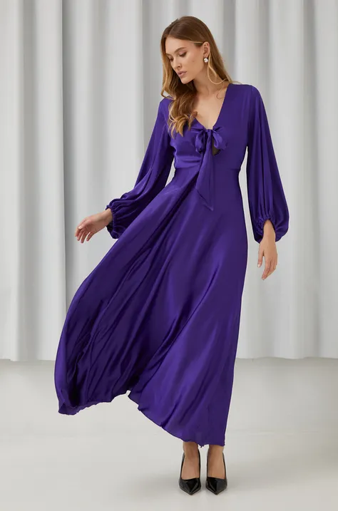 Šaty Answear Lab fialová farba, maxi, áčkový strih
