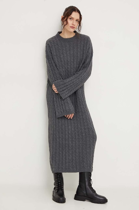 Answear.LAB Šaty Answear.LAB šedá barva, maxi, oversize