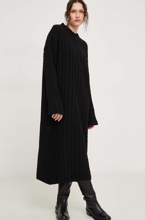 Answear.LAB sukienka kolor czarny maxi oversize