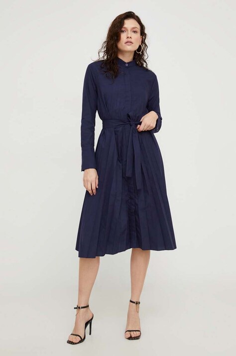 Answear Lab rochie din bumbac culoarea bleumarin, mini, evazată