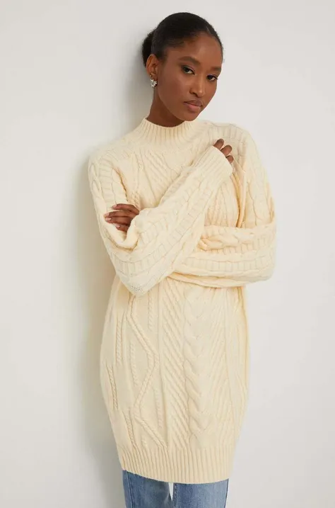 Answear Lab pulóver női, bézs, félgarbó nyakú