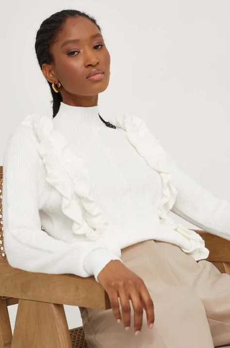 Answear Lab sweter X kolekcja limitowana NO SHAME damski kolor biały z półgolfem