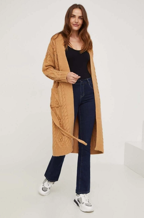 Answear Lab cardigan de lana culoarea maro