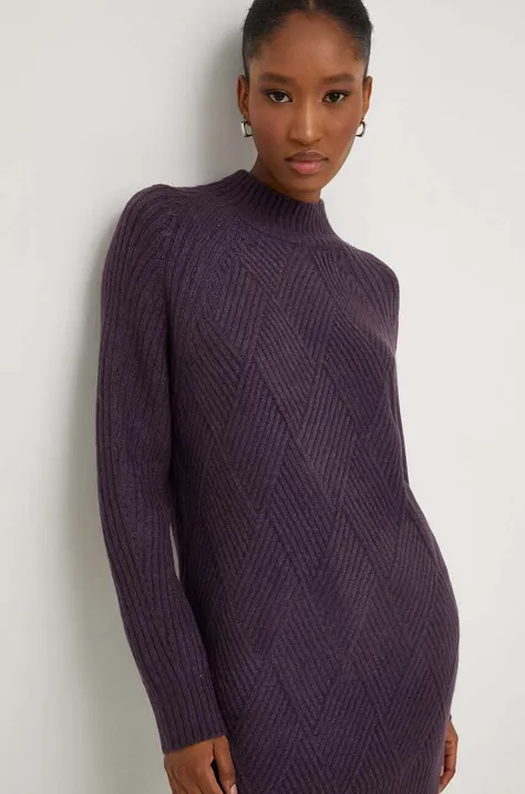 Answear Lab sweter z wełną kolor fioletowy z półgolfem