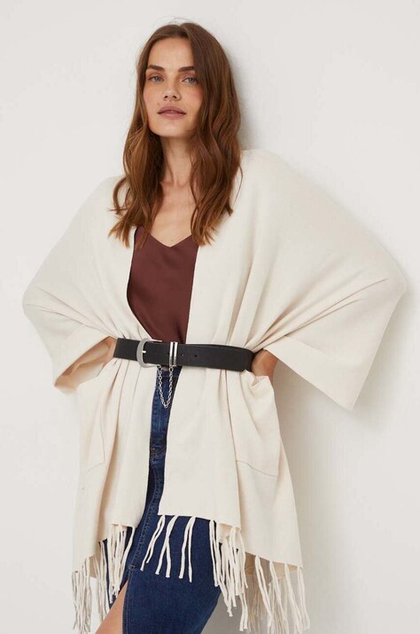 Answear Lab poncho culoarea bej, light