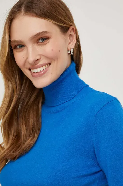 Answear Lab sweter damski kolor niebieski lekki z golfem