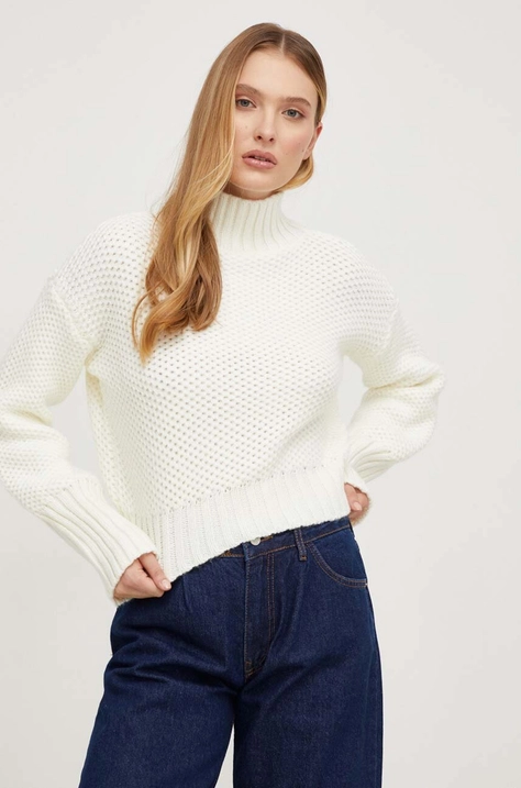 Answear Lab pulover femei, culoarea bej, cu turtleneck