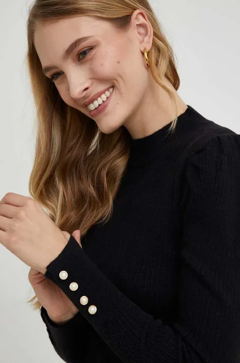 Answear Lab sweter z kaszmirem kolor czarny z półgolfem