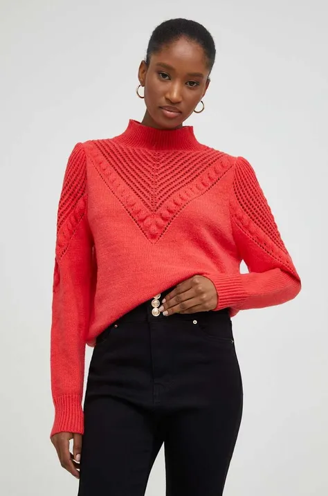 Answear Lab sweter z wełną kolor czerwony lekki