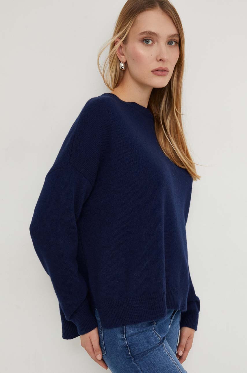 Answear Lab sweter z domieszką kaszmiru damski kolor granatowy lekki