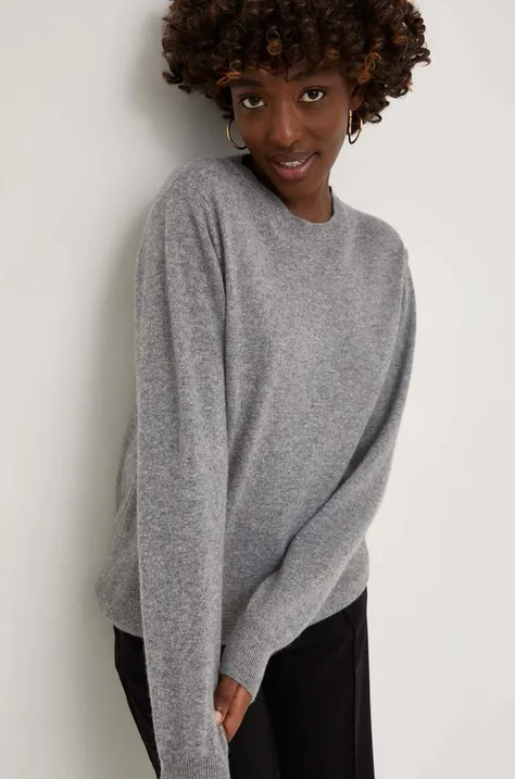 Answear Lab sweter wełniany damski kolor szary lekki