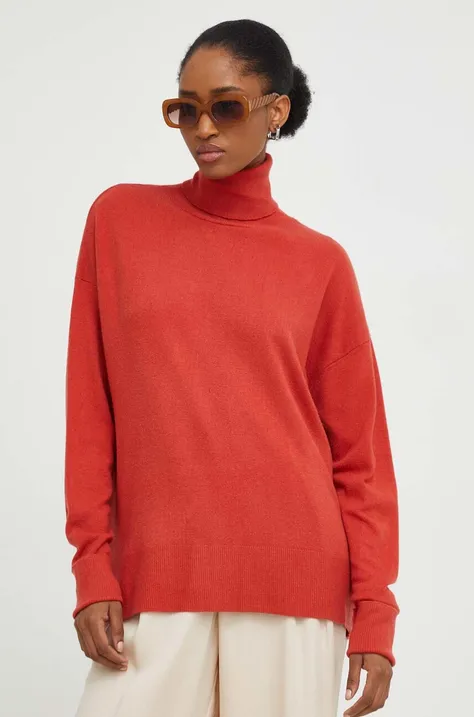 Пуловер Answear Lab дамски в червено от лека материя с поло