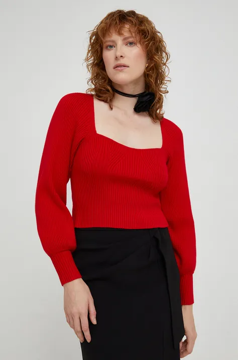 Пуловер Answear Lab дамски в червено от лека материя