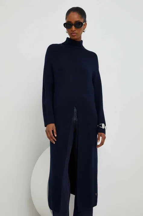 Pulover s dodatkom vune Answear Lab za žene, boja: tamno plava, topli