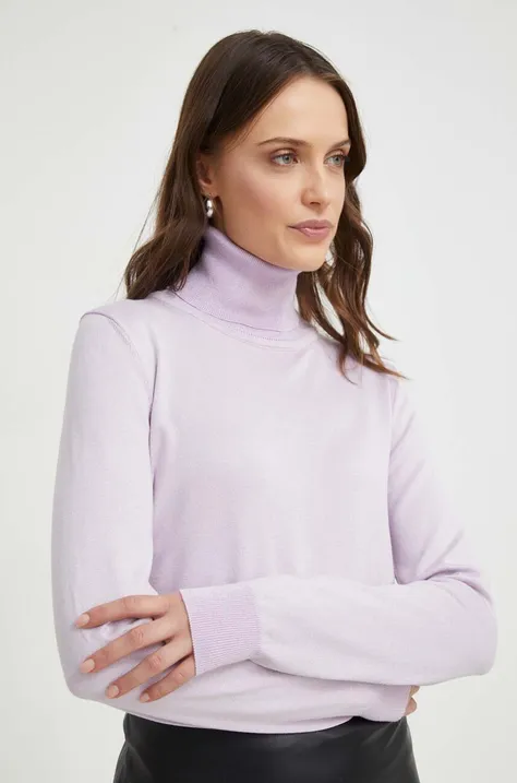 Answear Lab pulóver könnyű, női, lila, garbónyakú