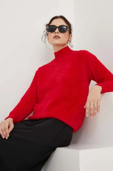 Pulover Answear Lab za žene, boja: crvena, s poludolčevitom