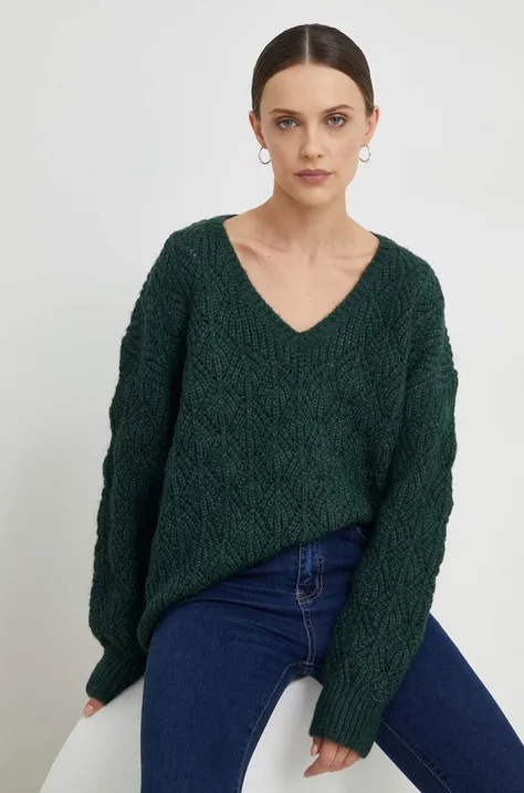 Answear Lab sweter z wełną kolor zielony