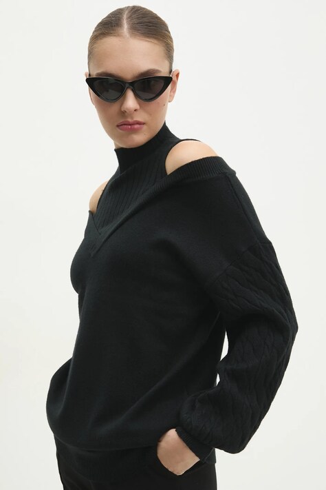 Answear Lab pulover femei, culoarea negru, cu turtleneck