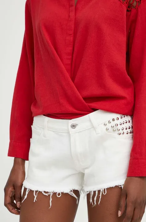 Pamučne kratke hlače Answear Lab boja: bijela, s uzorkom, visoki struk