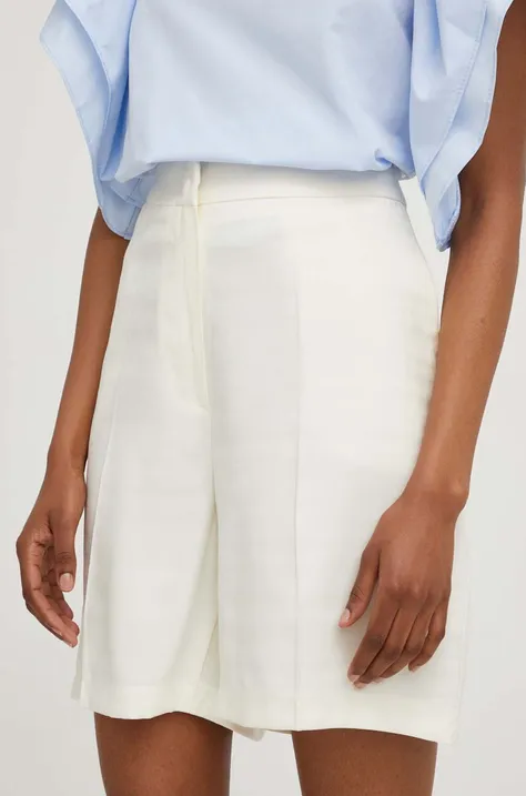 Kratke hlače Answear Lab za žene, boja: bijela, glatki materijal, visoki struk