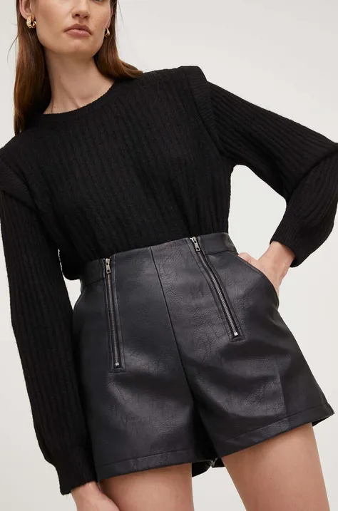 Šortky Answear Lab X limitovaná kolekcia NO SHAME dámske, čierna farba, jednofarebné, vysoký pás