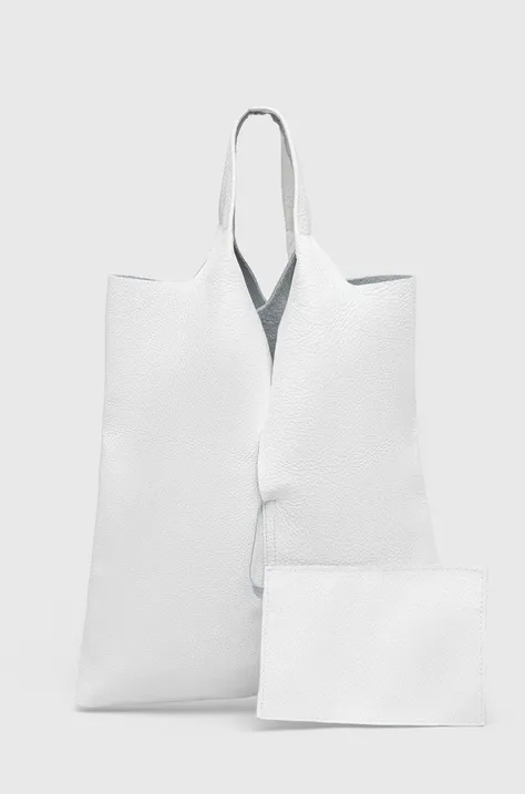 Kožená kabelka Answear Lab biela farba