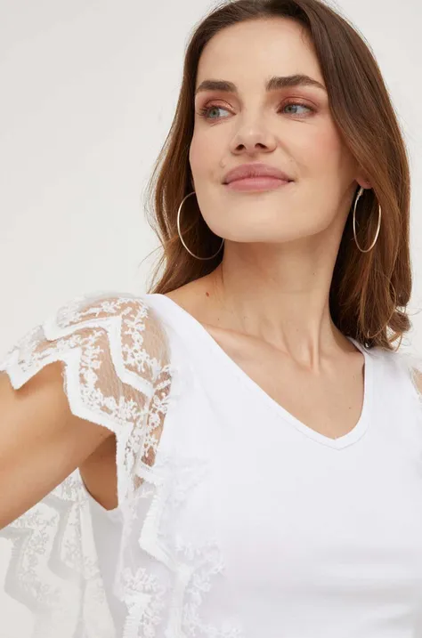 Μπλουζάκι Answear Lab χρώμα: άσπρο