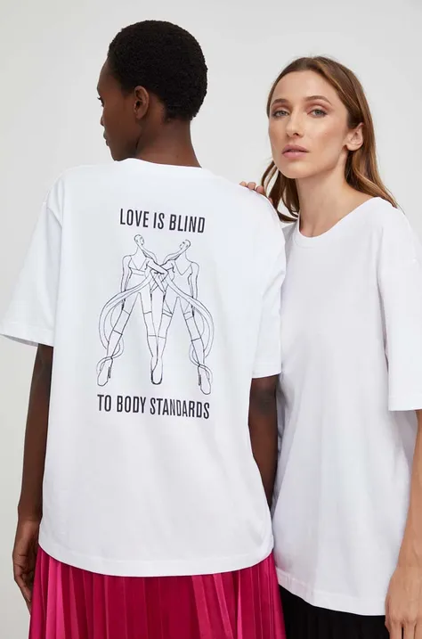 Answear Lab t-shirt X kolekcja limitowana NO SHAME damski kolor biały