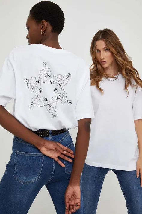 Хлопковая футболка Answear Lab цвет белый