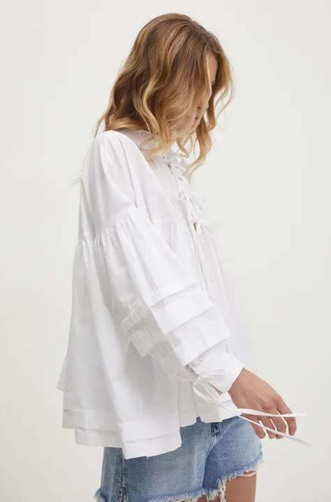 Хлопковая блузка Answear Lab женская цвет белый однотонная