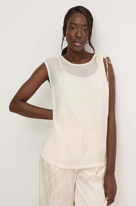 Answear Lab bluza femei, culoarea alb, neted