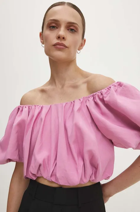 Блузка Answear Lab жіноча колір рожевий однотонна